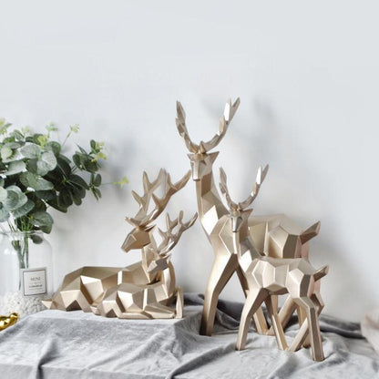 Geometric Reindeer Sculptures in Resin, Set of Two, view 3