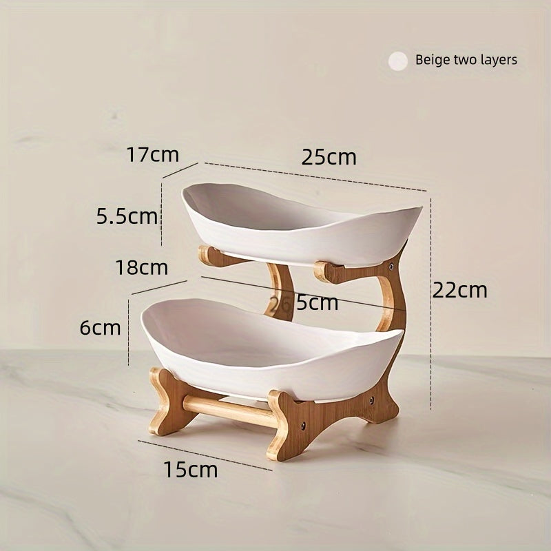 Two or Three Tier Fruit Stand with Wooden Handle, view 13