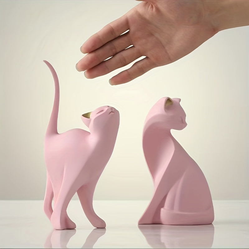Minimalist Resin Cat Figurine, Two Poses, view 9
