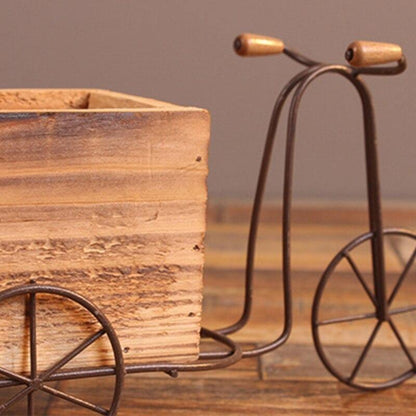 Iron Tricycle Planter Stand with Wooden Crate, view 11
