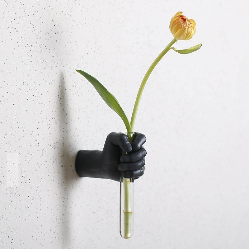 Hand Shaped Wall Vase with Glass Tube, Six Colors, view 8