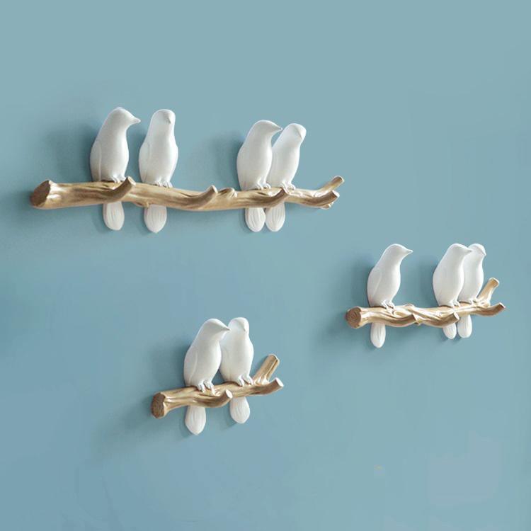 Perched Birds Wall Hook Rack in Cast Resin, view 8
