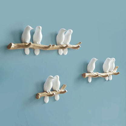 Perched Birds Wall Hook Rack in Cast Resin, view 8