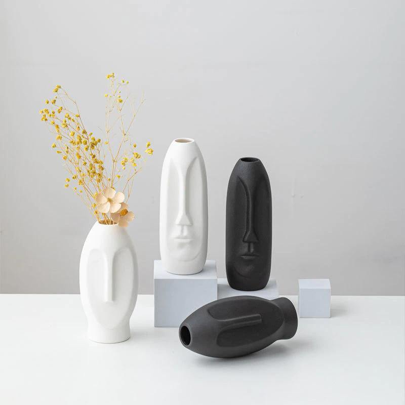 Flat Long Face Ceramic Vase, Rounded or Elongated, view 8