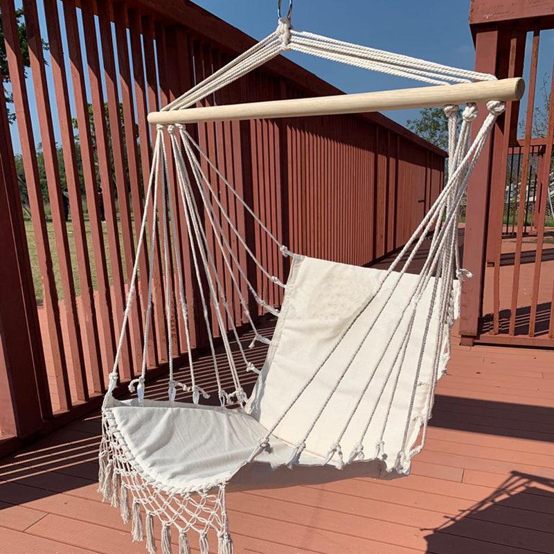 Macrame Hanging Hammock Chair with Wood Bar, view 3