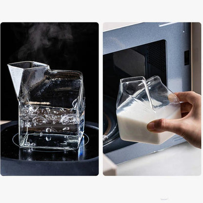 Glass Milk Carton Cup with Square Base, 11.8 fl oz, view 12