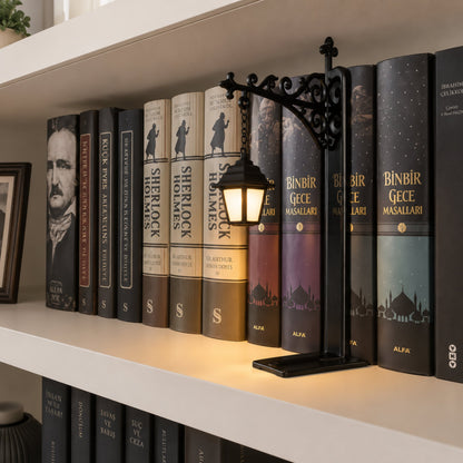 Vintage Bookshelf Lantern Lamp with Warm LED