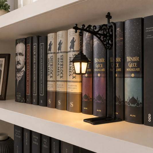 Vintage Bookshelf Lantern Lamp with Warm LED