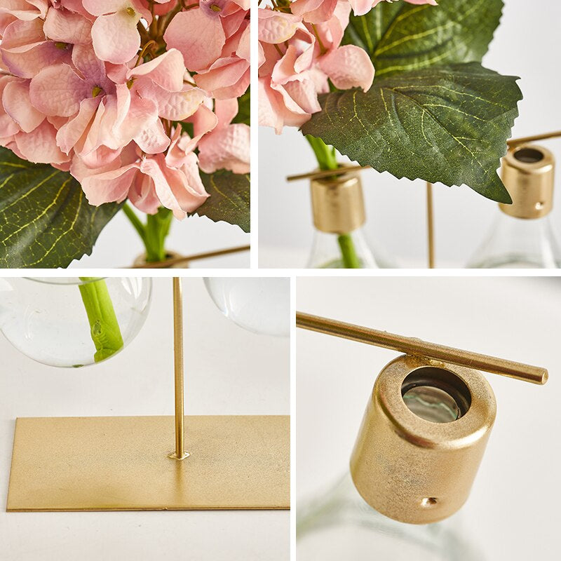 Light Bulb Propagation Vase on Gold Iron Stand, view 7