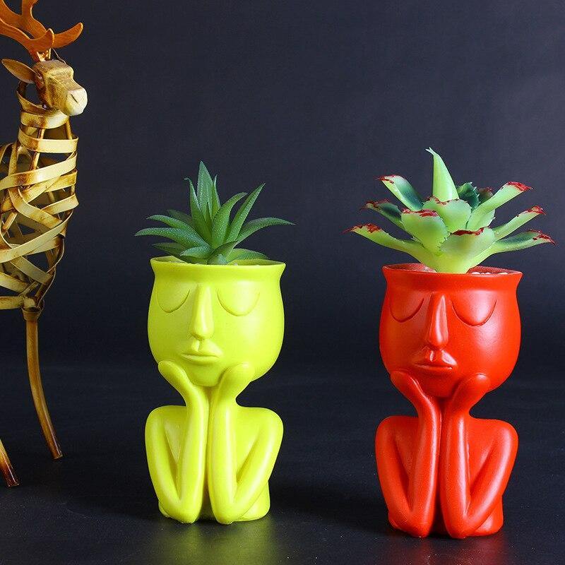 Ceramic Face Planter with Resting Hands, Four Colors, view 4