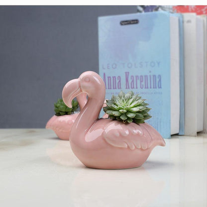 Pink Flamingo Succulent Pots, Set of 2