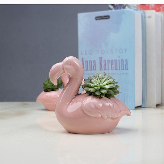 Pink Flamingo Succulent Pots, Set of 2