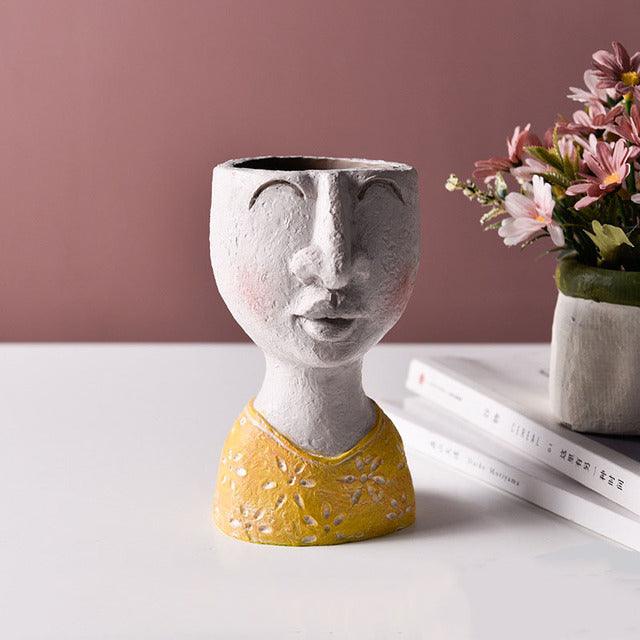 Caricature Face Sculpture Planter, Eight Characters, view 23