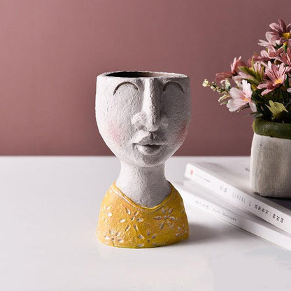 Caricature Face Sculpture Planter, Eight Characters, view 23