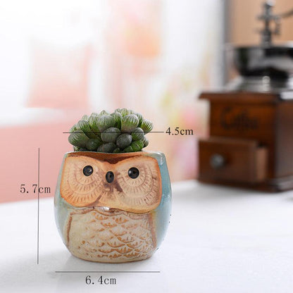 Mini Owl Ceramic Planters, Set of 6, view 6