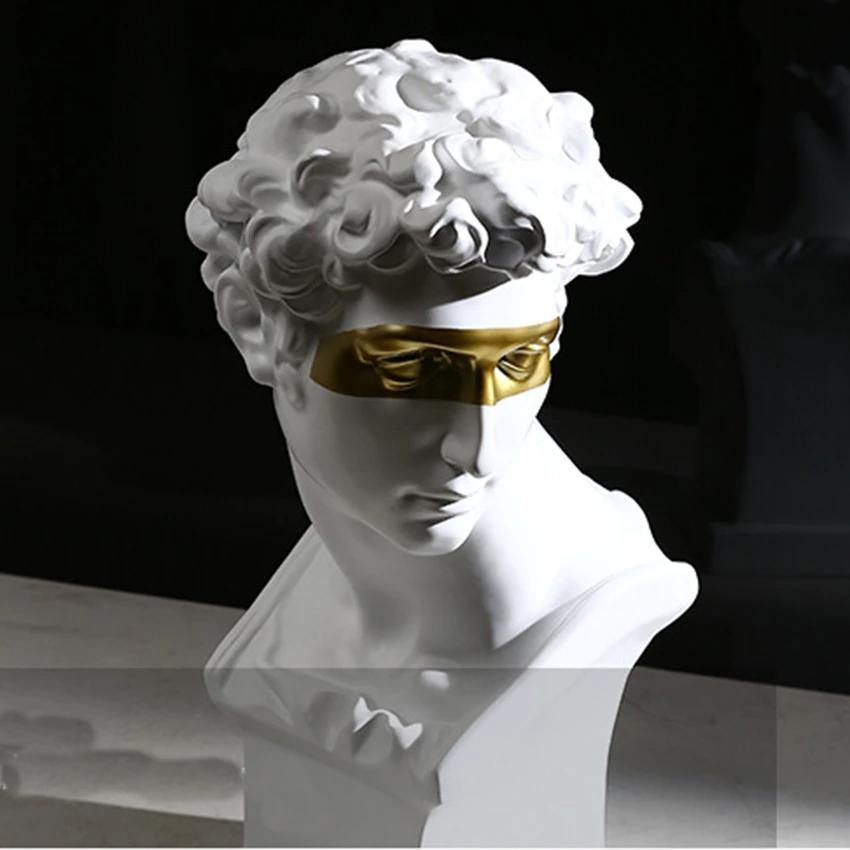 David Bust Statue with Gold Accent, White or Black, view 10