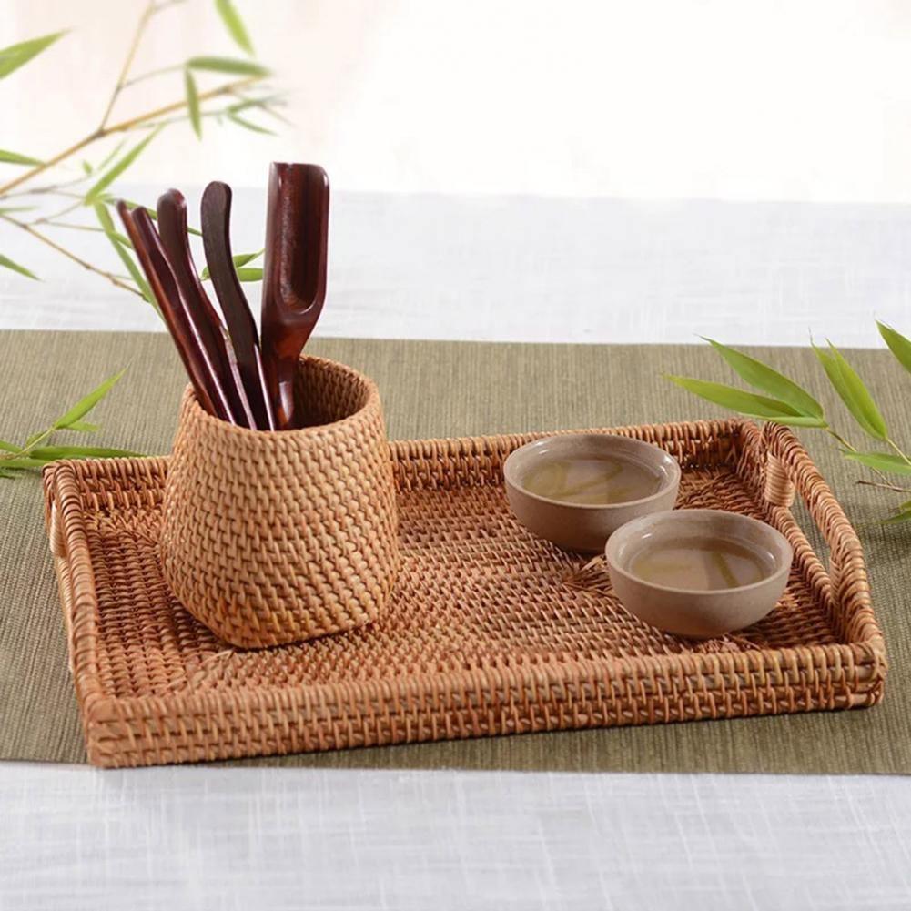 Small Hand Woven Rattan Storage Basket for Desks, view 13