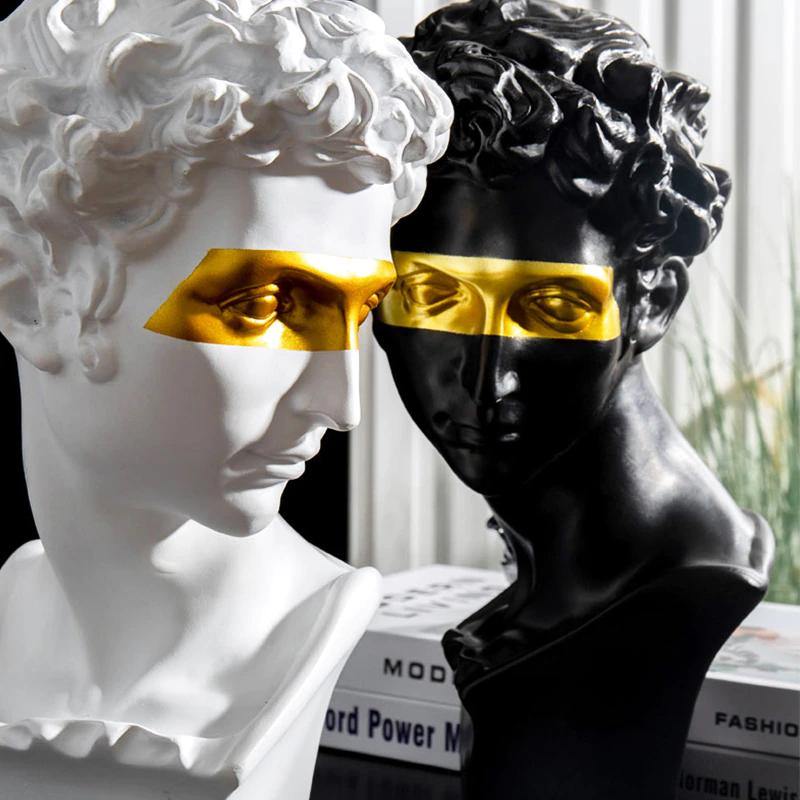 David Bust Statue with Gold Accent, White or Black, view 5
