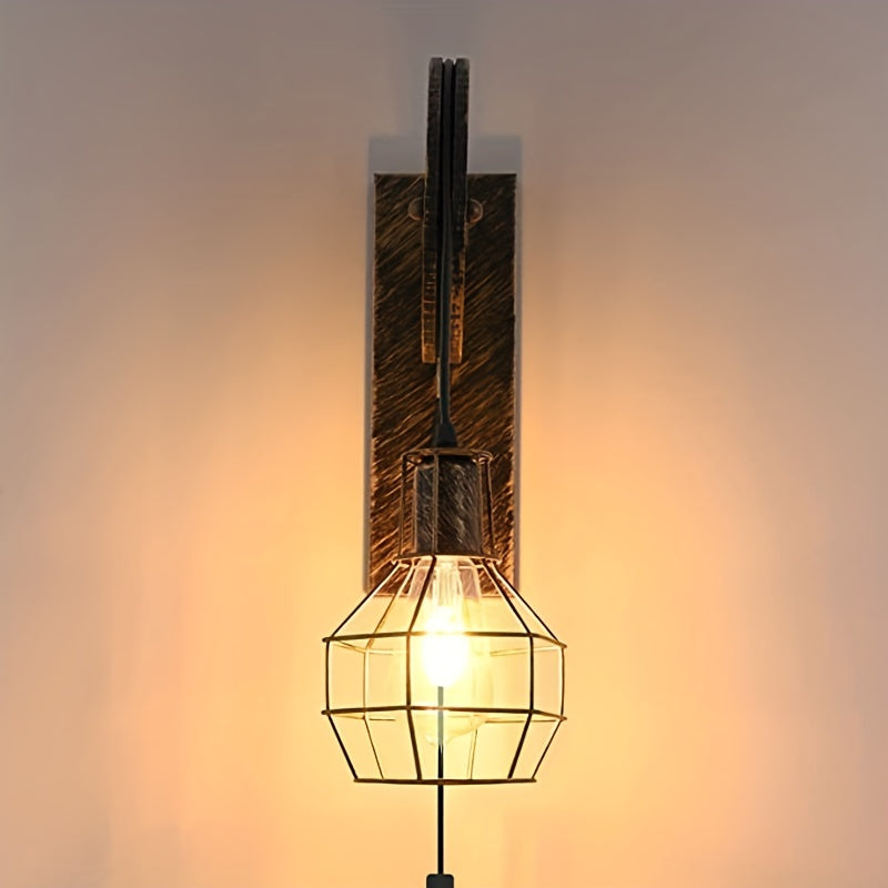 Pulley Wall Sconce with Cage Shade, Antique Metal, view 9