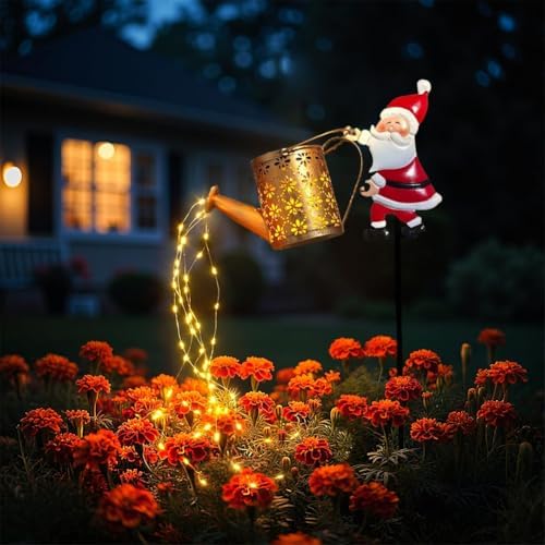 Solar Santa Watering Can Light with Cascading LEDs, view 7