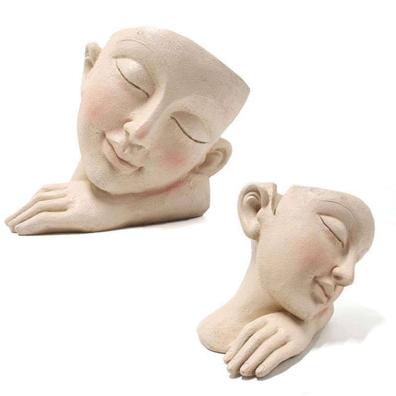 Sleeping Greek Face Planter in Recycled Resin, view 5