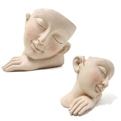 Sleeping Greek Face Planter in Recycled Resin, view 5
