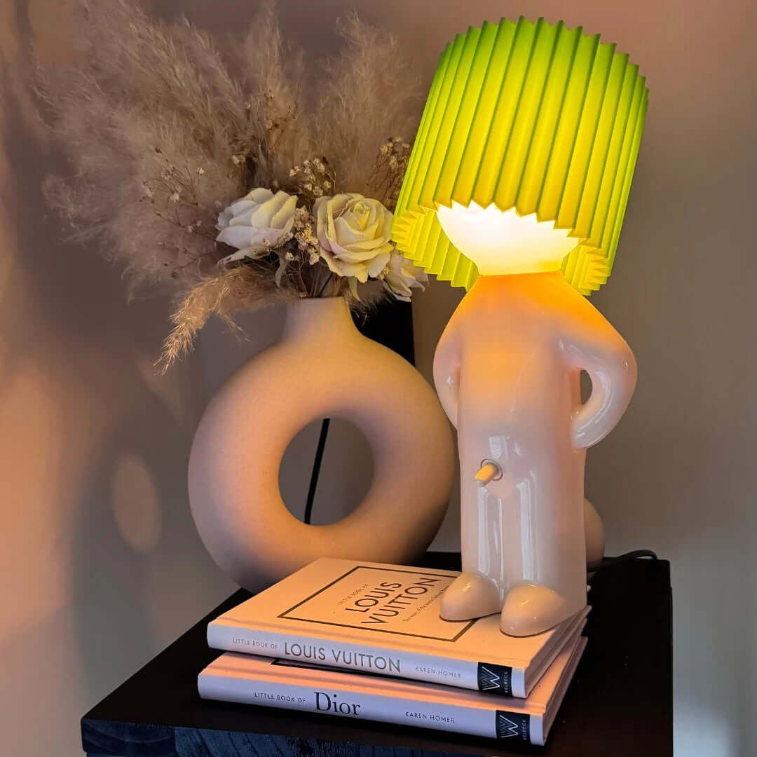 Novelty Naked Man Table Lamp with Pleated Shade, view 4