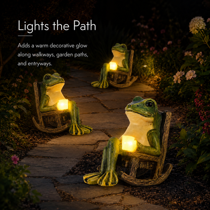 Solar Frog Garden Light with Lantern in Resin, view 8