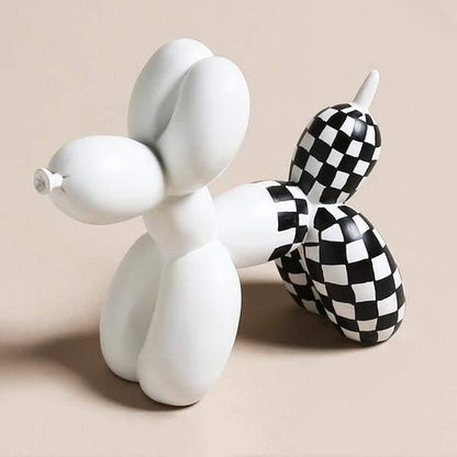 Resin Balloon Dog Figurine, Checkered Black or White, view 4