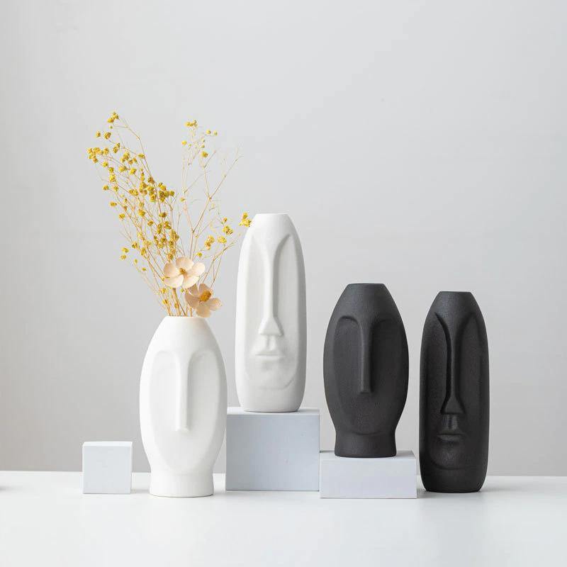 Flat Long Face Ceramic Vase, Rounded or Elongated, view 5