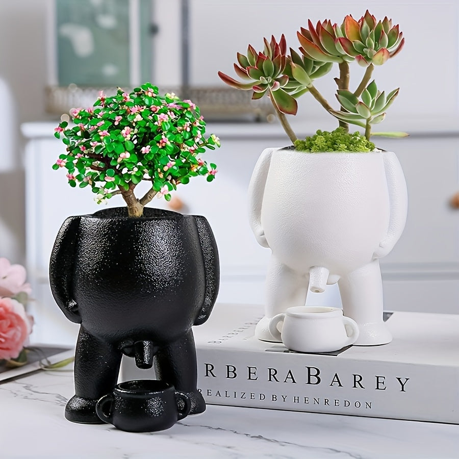 Cheeky Ceramic Novelty Planter with Drip Cup, view 4