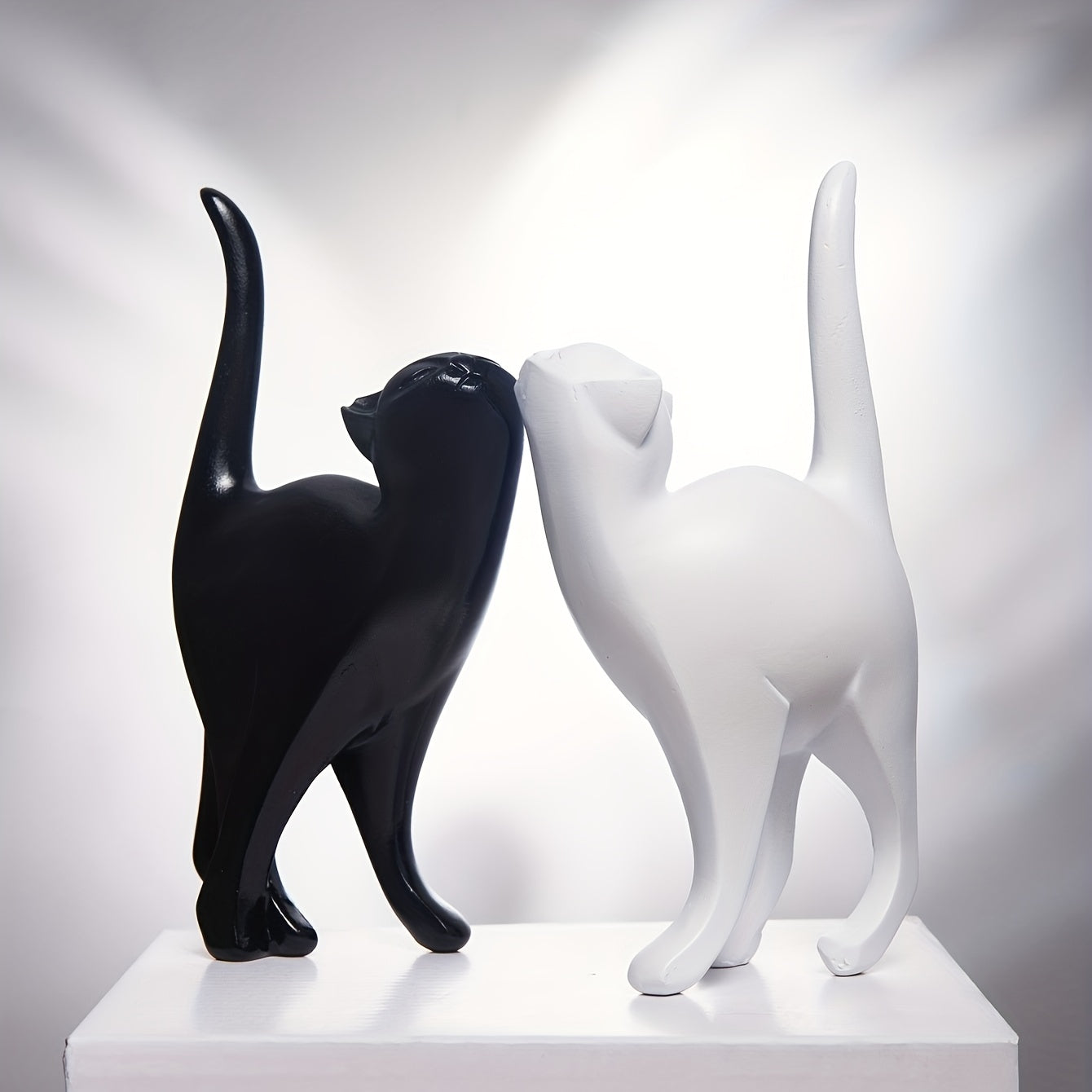 Minimalist Resin Cat Figurine, Two Poses, view 3
