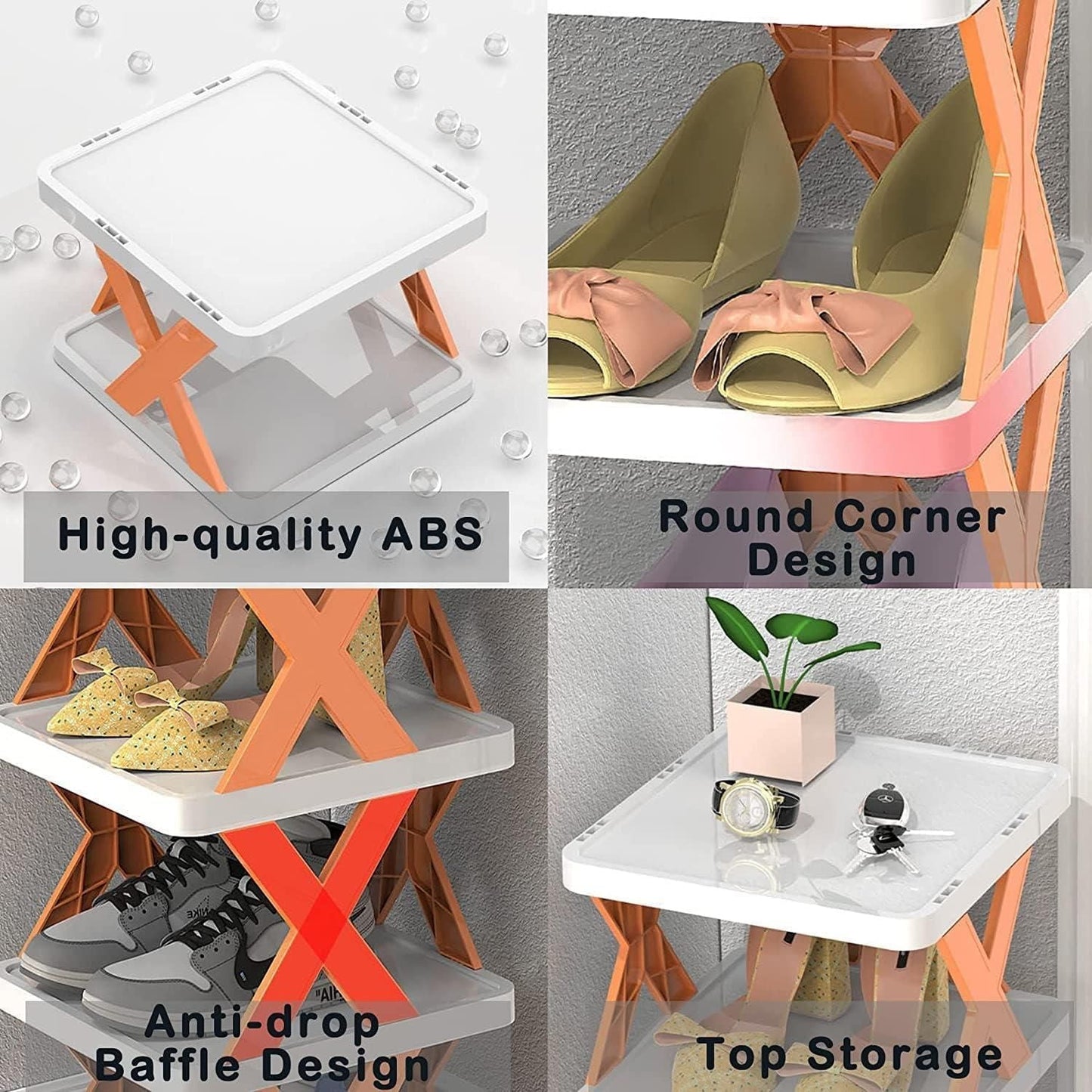 Six Tier Narrow Shoe Rack, Tool Free Assembly, view 4
