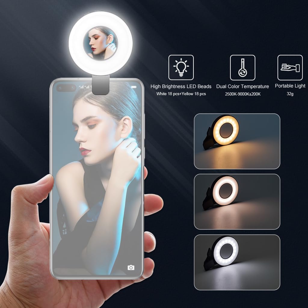 Magnetic Clip On Phone Ring Light, Type C Rechargeable, view 2
