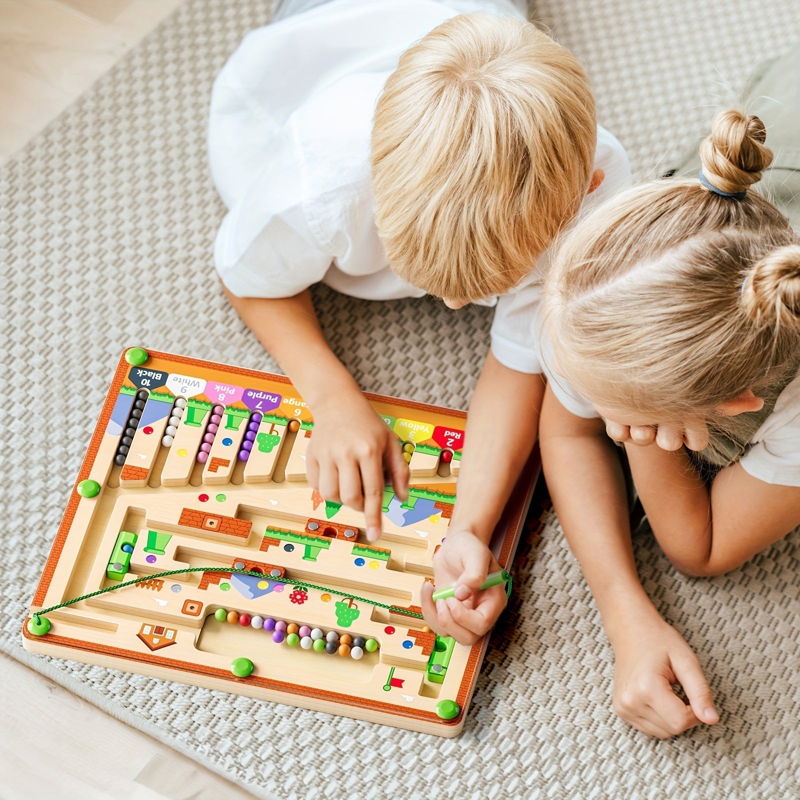 Wooden Magnetic Maze Board for Colors and Counting, view 3