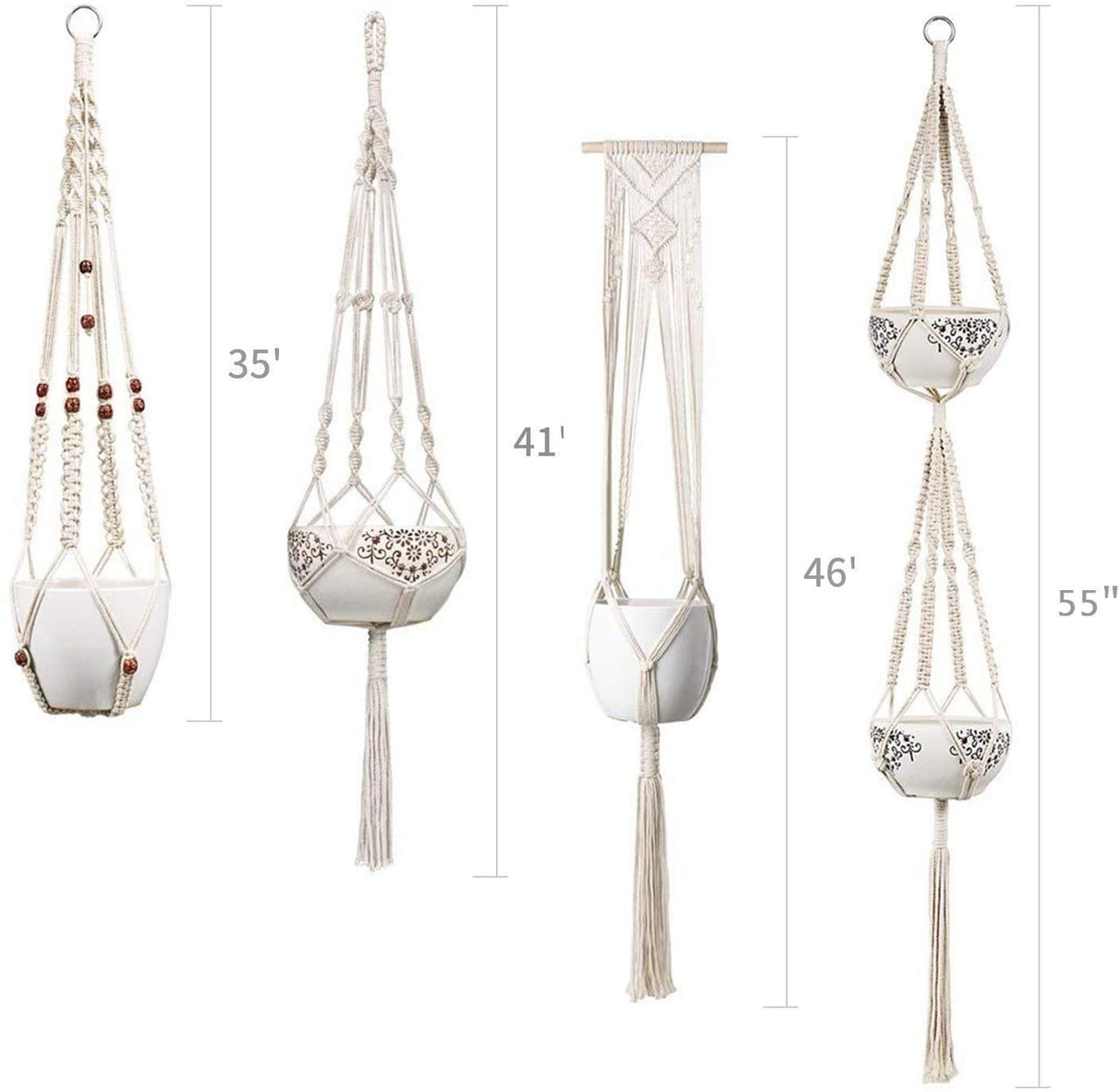 Macrame Plant Hangers, Set of 4, view 7