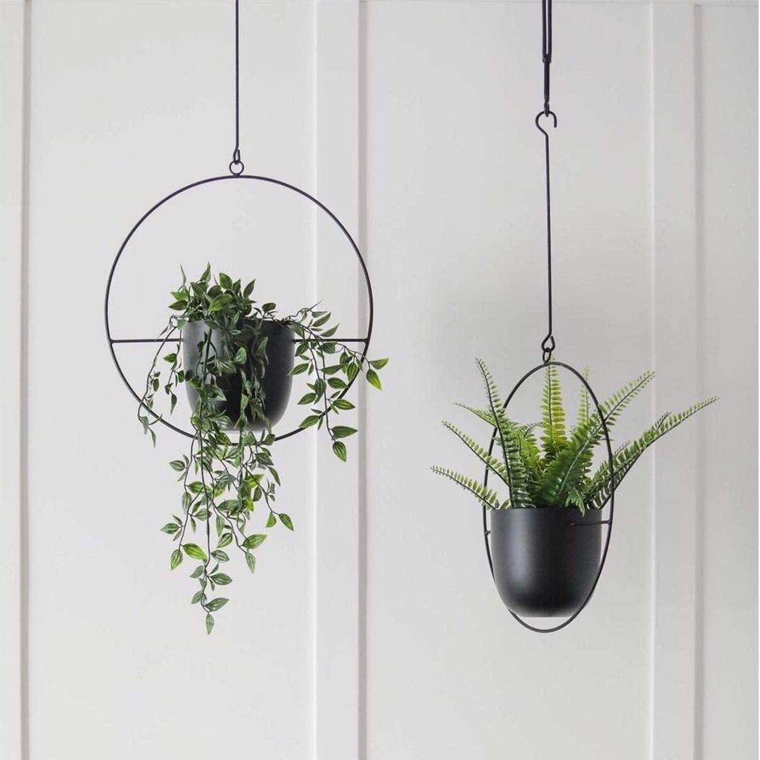 Metal Halo Hanging Planter, Round or Oblong, view 2
