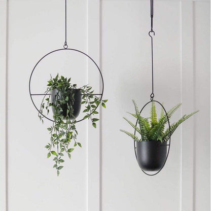 Metal Halo Hanging Planter, Round or Oblong, view 2