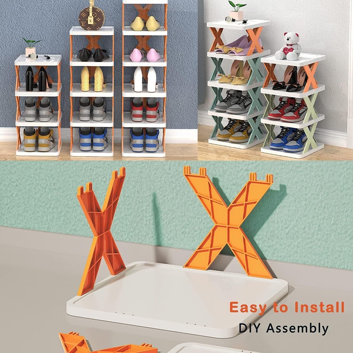 Six Tier Narrow Shoe Rack, Tool Free Assembly, view 7