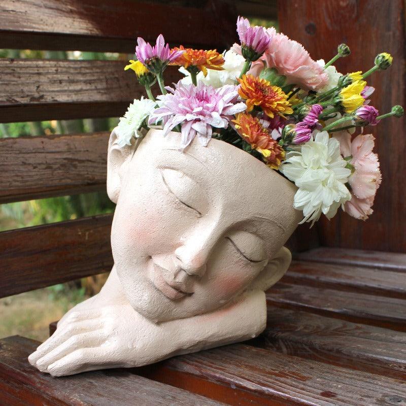 Sleeping Greek Face Planter in Recycled Resin, view 6