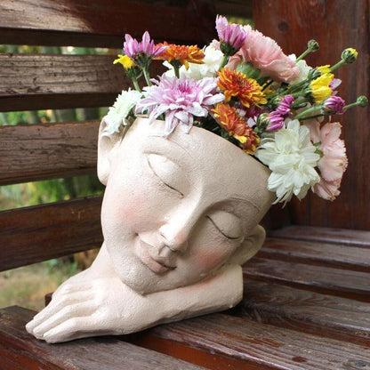 Sleeping Greek Face Planter in Recycled Resin, view 6