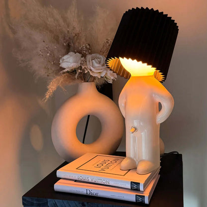 Novelty Naked Man Table Lamp with Pleated Shade, view 2