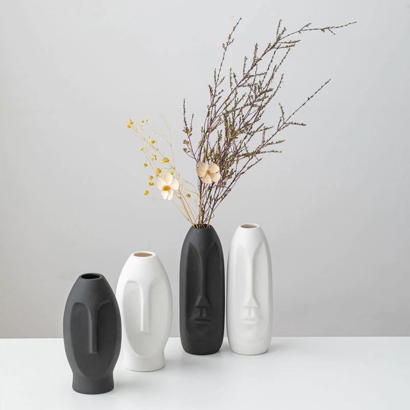 Flat Long Face Ceramic Vase, Rounded or Elongated, view 7