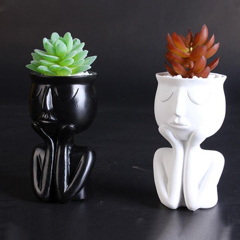 Ceramic Face Planter with Resting Hands, Four Colors, view 5