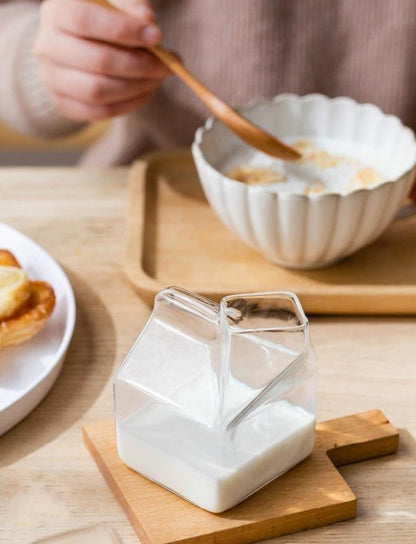 Glass Milk Carton Cup with Square Base, 11.8 fl oz, view 11