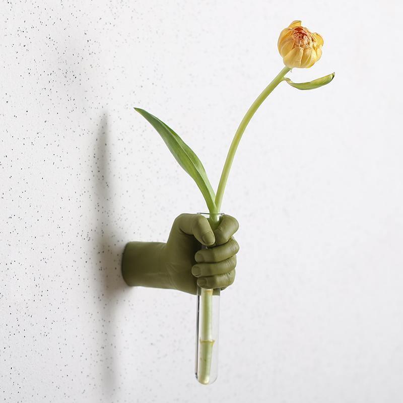 Hand Shaped Wall Vase with Glass Tube, Six Colors, view 9