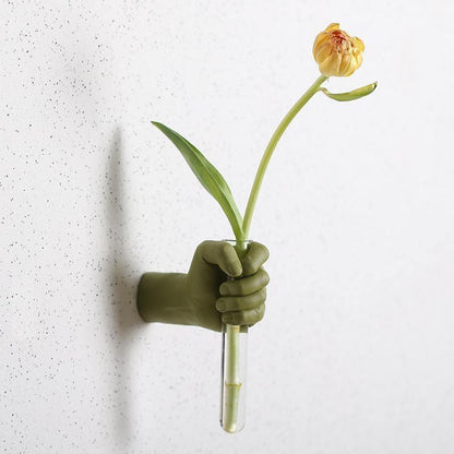 Hand Shaped Wall Vase with Glass Tube, Six Colors, view 9