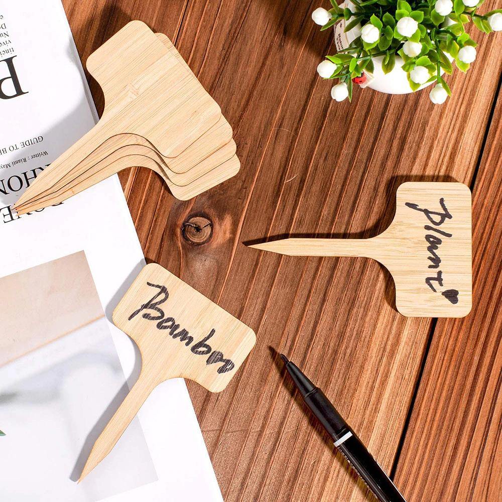 Bamboo Plant Label Tags, T Shaped and Double Sided