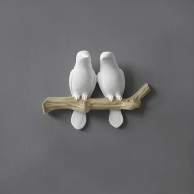 Perched Birds Wall Hook Rack in Cast Resin, view 16