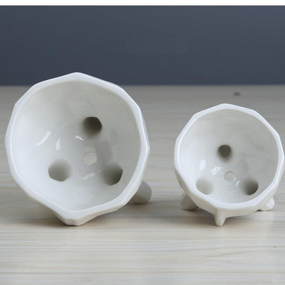 White Ceramic Face Planters, Set of 2, view 3